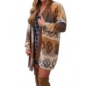 NEW VERY MODA lyric tribal cardigan in camel